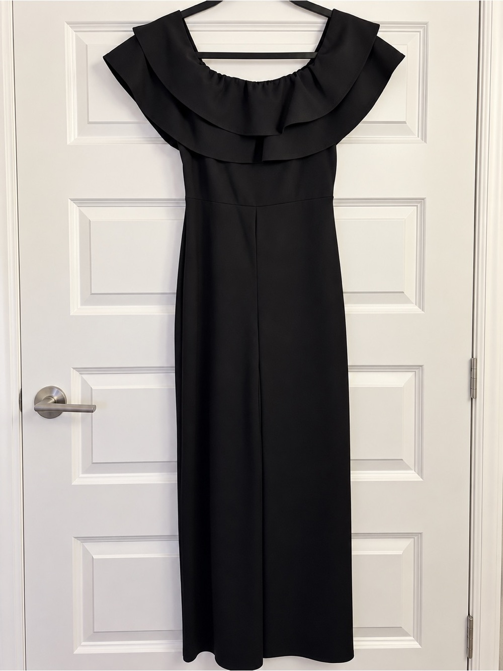 Fashion Nova Black One-Shoulder Ruffle Maxi Dress